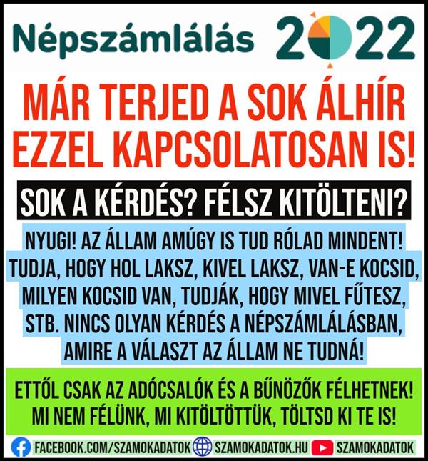 Népszámlálás 2022 - Már terjed a sok álhír ezzel kapcsolatosan is!