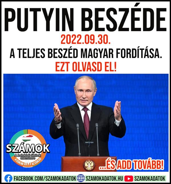 Putin's speech (September 30, 2022) - full Hungarian translation